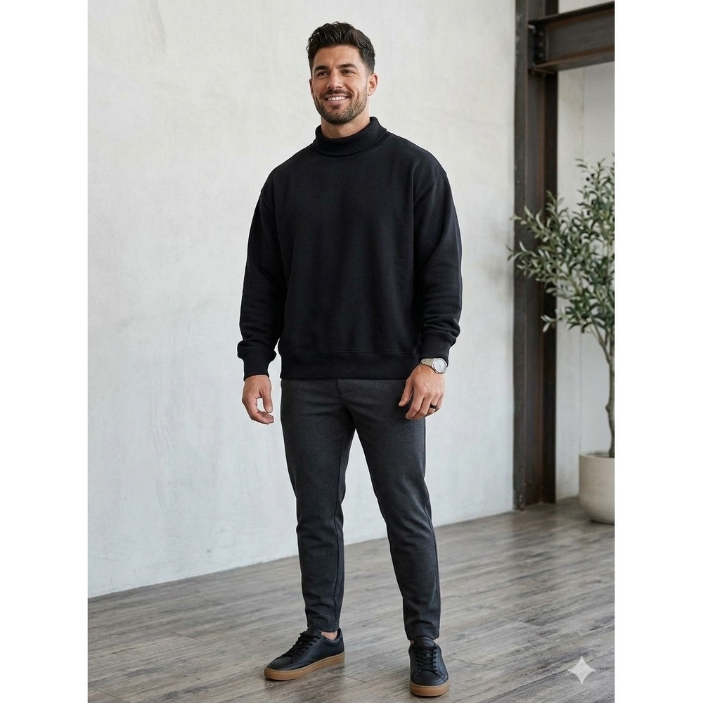 Champion by Todd Snyder Mens Black Mock Neck Sweatshirt Cotton Made in‎ Canada L